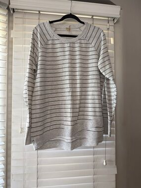Danskin Light Gray and Dark Gray Striped Pullover Sweatshirt